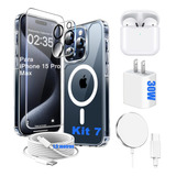 7kit Cargador 30w Para Serie iPhone 15+ Funda+ Mica+audifono