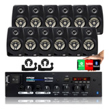 Kit Som Ambiente 500w Bt+12caixas Parede Pretas Leson 70 Rms