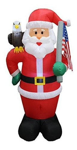 6 Pie De Alto Navidad Iluminado Inflable Patriótica Santa Cl