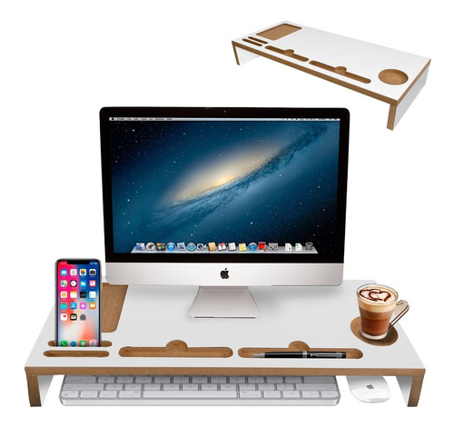 Suporte Mesa Monitor Base Apoio Portátil Ergonômico Branco