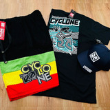 Kit Bermuda Da Cyclone Veludo Reggae + Camiseta E Boné 