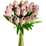 20 Flores Tulipanes Artificiales Mandys - Marron.