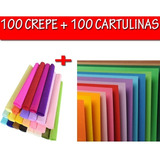 100 Papel Crepe + 100 Cartulinas Escolares Muchos Colores