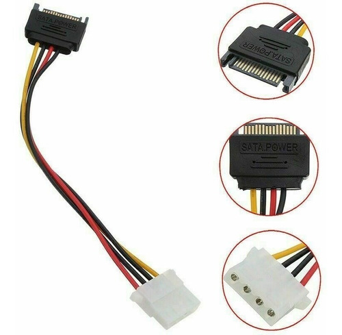 Cable Molex Ide Sata 15 Pin 4pin 15pin Adaptador Corriente