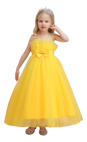 Vestido Niña Fiesta Amarillo Largo Elegante Paje, Princesa
