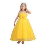 Vestido Niña Fiesta Amarillo Largo Elegante Paje, Princesa