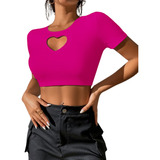 Blusa Crop Basica Top Corazon Pecho Ajustado 