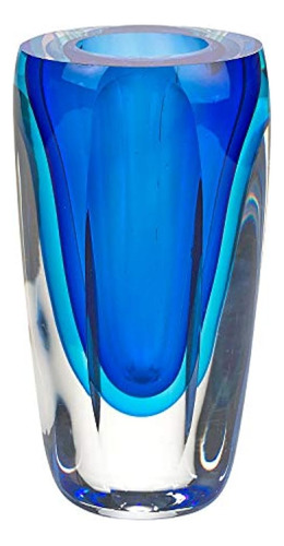 Badash - Arte Azul Murano Estilo Vidrio 6 Pulgadas Jarrón