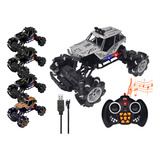 Auto A Radio Control Remoto 4x4 Camioneta Juguete Luz Led Color Plateado