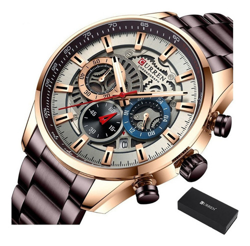 Reloj Cronógrafo Curren Skeleton Man Con Calendario