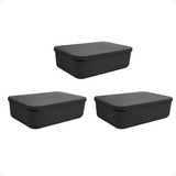 Set X3 Canastos Organizadores Con Tapa Cajas 26x18x8 Moderna