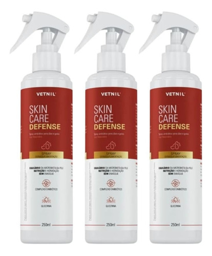 Kit 3x Skin Care Defense Spray Vetnil 250ml