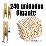 Kit 240 Pregadores De Madeira Grande Gigante Prendedor Roupa