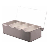 Caja Para Condimentos Concassé® 4 Espacios, Acero Inoxidable Color Gris