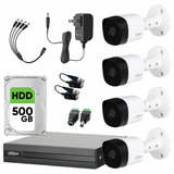 Dahua Kit De Video Vigilancia 4 Cámaras 2 Mp Metalicas Disco Duro De 500 Gb + Transceptores Kit Cctv Con Busqueda Inteligente De Alta Resolución