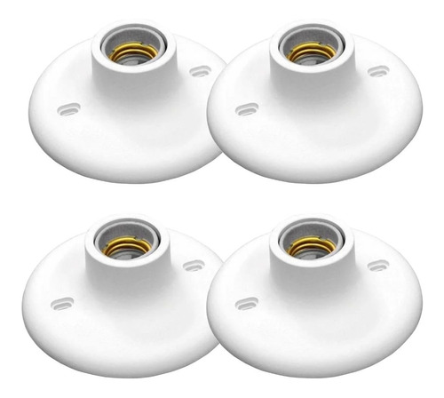 4 Soquetes Para Lâmpada Plafonier Branco De Louça Reforçado 110v/220v