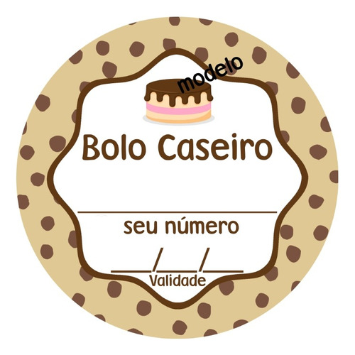 300 Etiquetas Adesivas Personalizadas P Bolo Caseiro 4x4cm