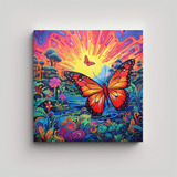 50x50cm Arte Moderno Paisaje Mariposas Intensas Estilo Neon