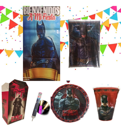 Batman Paq Fiesta Articulos Cumpleaños Temática 15 Niños