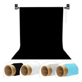 Kit Fundo Fotográfico Papel 2x5m Com Suporte Parede E Teto Cor Preto - 2m Desenho Impresso Liso