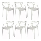 Kit 6 Cadeiras Masterchair Branca Allegra Empilhavel Fendi