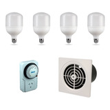 Kit Indoor Luz Led Crecimiento Y Floracion Timer Turbina