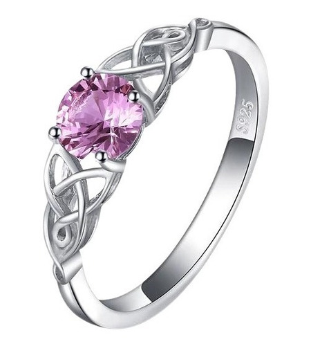 Anillo Promesa Plata 925 Piedra Zafiro Rosa Mujer