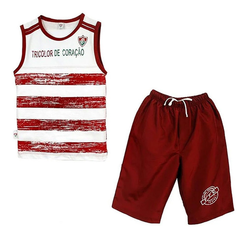 Conjunto Infantil Do Fluminense Escudo Bordado 2pç Oficial 