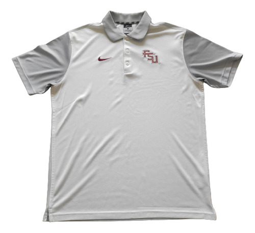 Playera Polo Marca Nike Dri-fit Color Blanco Y Gris Talla L