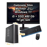 Cpu Mini Desktop Monitor Completo Core I5 6ª 16gb Ssd480 W11