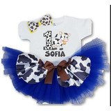 Conjunto Tutu Vaquerita Con  Pañalero Personalizado