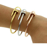 Pulsera Clavo Acero S/cristales Ench Oro 18 Kt