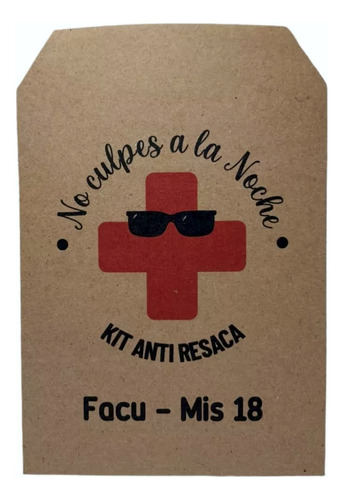 75 Bolsita Papel Madera Kit Antiresaca Fiesta Personalizada