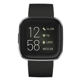 Smartband Fitbit Versa 2 Caja De  Aluminio  Carbon Aluminium, Malla  Black De  Silicona Fb507