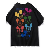 Camiseta De Manga Corta De Algodón Puro Estampado De Mickey