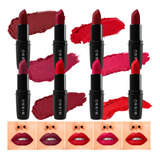 Labial Bissú Humectante Tonos Rojo Oscuro 8 Piezas