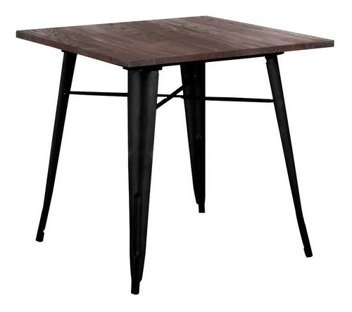 Mesa Comedor Tolix 120x70 Base De Fierro Negro Mate Madera