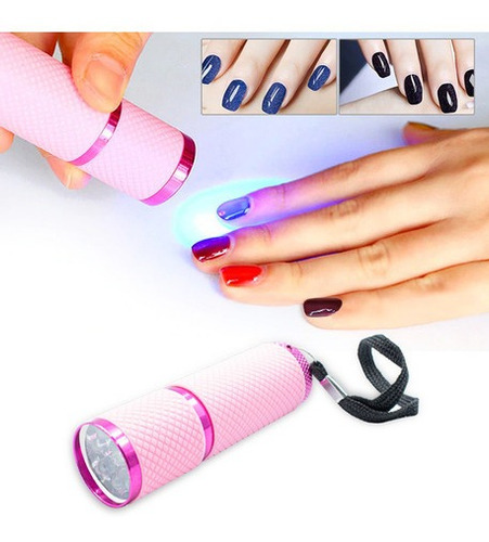 Lanterna Luz Ultravioleta 9 Leds Uv Secagem Unhas Gel Rosa