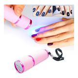 Lanterna Luz Ultravioleta 9 Leds Uv Secagem Unhas Gel Rosa