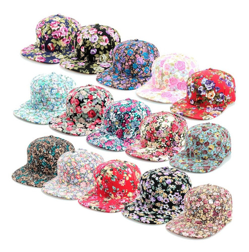 Gorra Visera Plana Recta Estampada Flores Floreadas Snapback