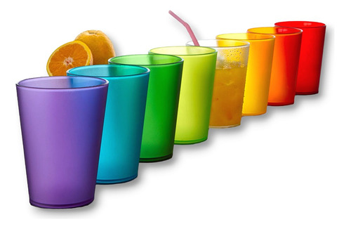 Vaso Plástico Acrílico Transparente Colores Irrompible X 10