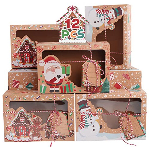 12 Cajas Grandes Galletas De Navidad  Cajas De Regalo P...