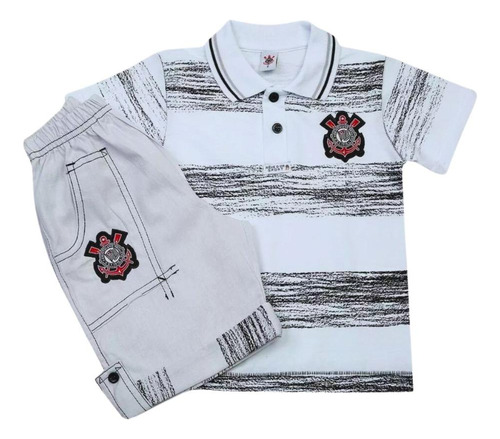 Conjunto Corinthians Infantil Polo E Bermuda Oficial