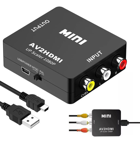 Convertidor Adaptador Rca Vga A Hdmi 1080p De Audio Y Video