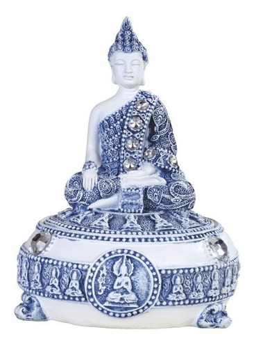 Alajero Buda Azul Meditacion Figura Budista En Fina Resina