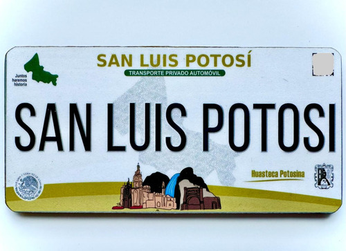 San Luis Potosí Imán Refrigerador Placa Vehicular Souvenirs