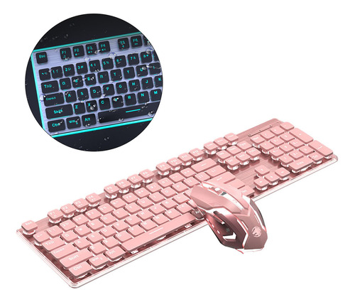 Kit De Mouse E Teclado Retroiluminado Sem Fio Para Jogos