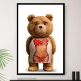 Quadro Urso Ted Avental De Churrasco Decorativo A4 23x33cm