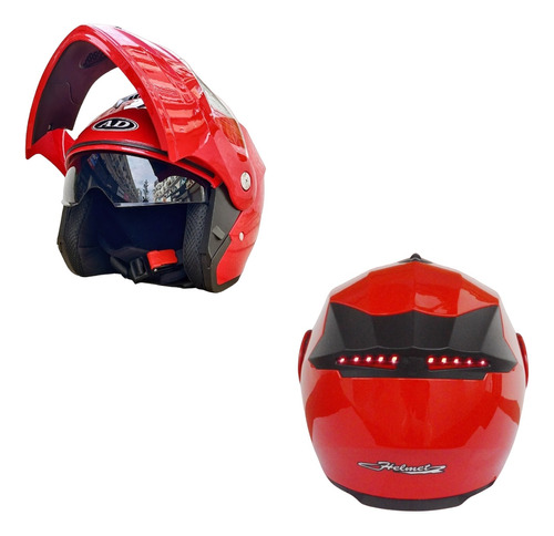 Casco Motociclista Con Luz Led Stop Abatible Con Certificado