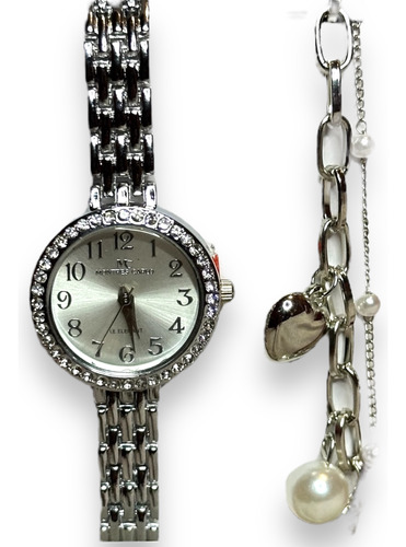 Set De Reloj Elegante Con Pulsera Tipo Pandora Para Dama